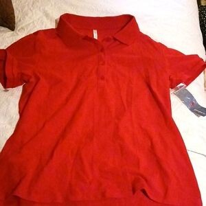 Red collared shirt with buttons